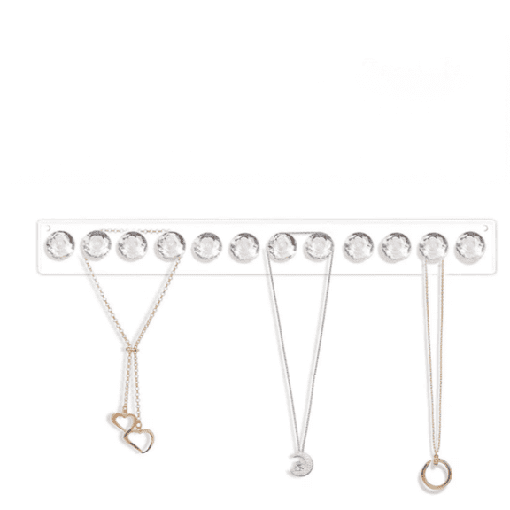 Lulena Necklace Holder, Acrylic Necklace Hanger, Wall Mount Necklace Organizer, Jewelry Hooks for Necklaces, Bracelets, Chains (2-pack Clear)