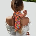 thumbnail image 6 of Tinted Cloth Long Strip Silk Scarf 46.9in×3.1in Soft, Silky, Shiny, Dustproof And Sunscreen For Daily Out Date Travel Photos Red Tie Dye Background Rainbow Colors (5), 6 of 6