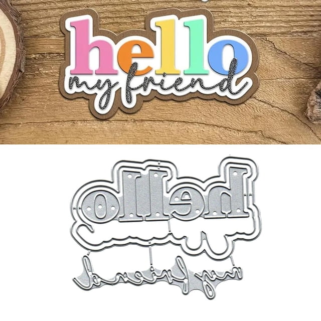 Plantilla de metal troquelada con letras de saludo a mi amigo para álbumes de recortes