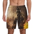 thumbnail image 2 of Picia Apocalyptic Skull Soldier pattern Mens Swim Trunks with Compression Liner Stretch Beach Shorts Quick Dry with Zipper Pockets No-Chafing Board Shorts-Medium, 2 of 9