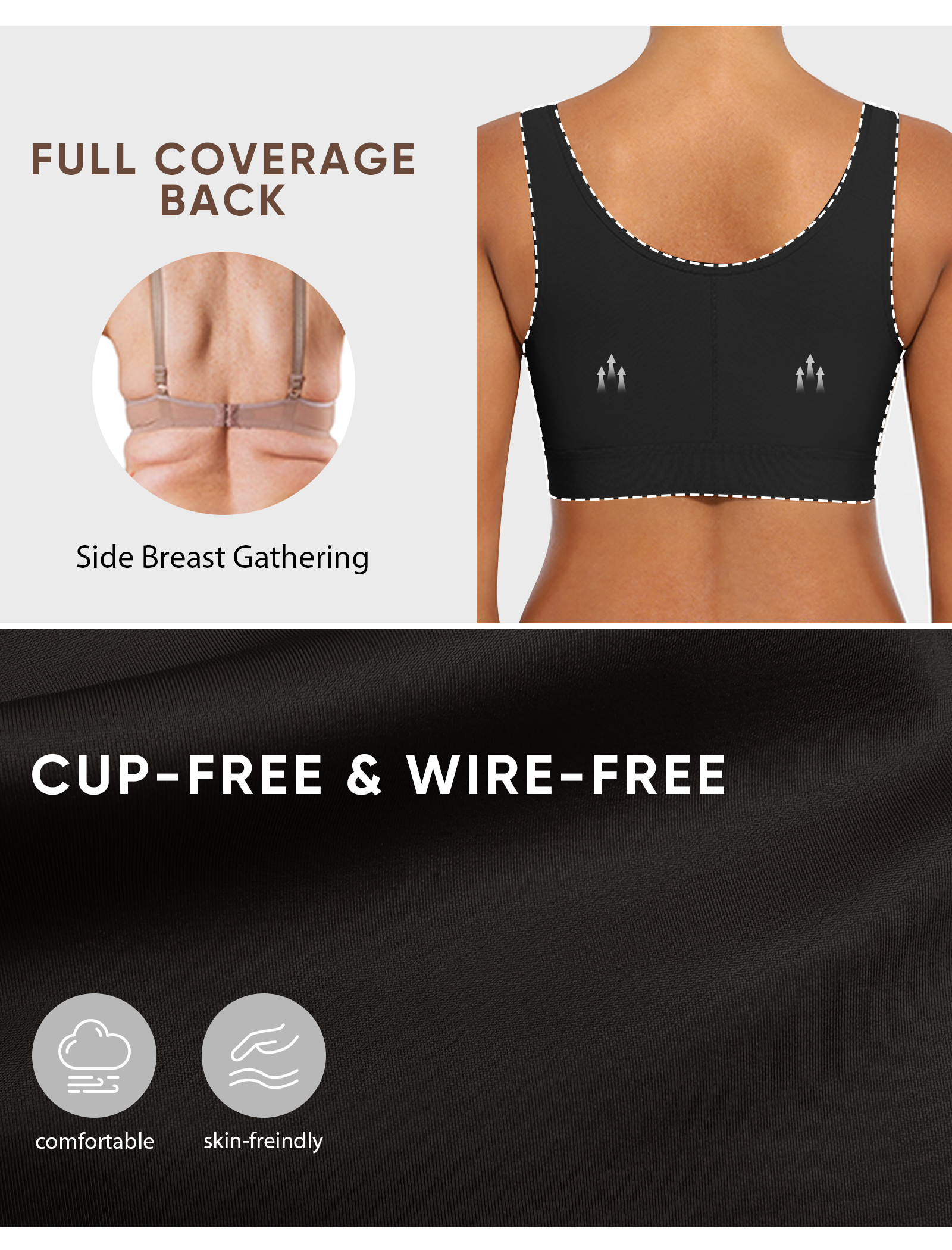 Easybunny Post Surgery Compression Bra - Women's Front Closure Bra with Adjustable Straps Wirefree