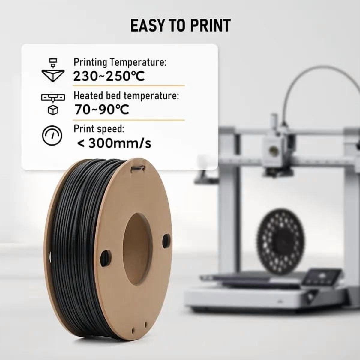 15% Carbon Fiber PETG-CF 3D Printer Filament, High Rigidity Engineering Material for Functional Parts (1.75mm, FDM Compatible)