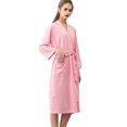 thumbnail image 2 of Kelon Intimates Clearance Women's Woolen Pajamas Unisex Breathable Solid Color Bathrobe Splicing Home Clothes Robe Coat, 2 of 2