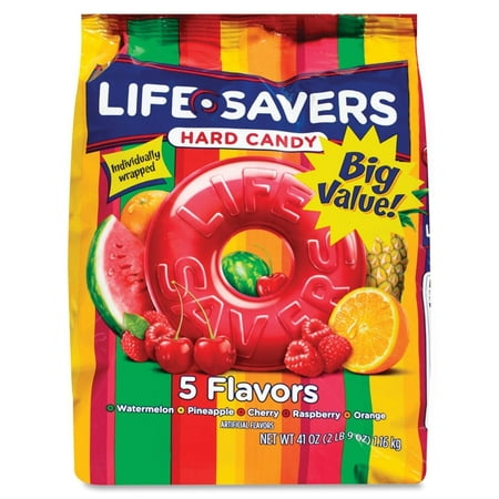 Raspberry Flavored Liqueur - Life Savers 5 Flavors Hard Candies - Cherry, Raspberry, Watermelon, Orange, Pineapple - Individually Wrapped - 2.56 Lb - 1 Pack (MRS22732)