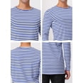 thumbnail image 6 of INSPIRE CHIC Men's Striped T-Shirt Long Sleeves Crew Neck Stripe Basic Tops M Blue, 6 of 6