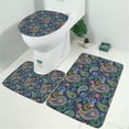 thumbnail image 2 of Blue Pioneer Flower and Paisley Pattern Bathroom Rugs Sets 3 Piece,Toilet Cover Set,Absorbent Non Slip Bathroom Mats Sets with U-Shaped Contour Rug Toilet Rug Set, 2 of 5