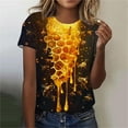 thumbnail image 2 of Tnhcen Women's Summer Honey Themed Crewneck T-Shirt | World Bee Day Print Casual Tops | Plus Size Friendly (S-3XL) Polyester Spandex Blend Shirts, 2 of 4