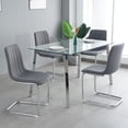 thumbnail image 2 of Sumdeal 63" Modern Minimalist Glass Dining Table Set for 4,Rectangular Dining Table and 4 Chairs,Gray, 2 of 7