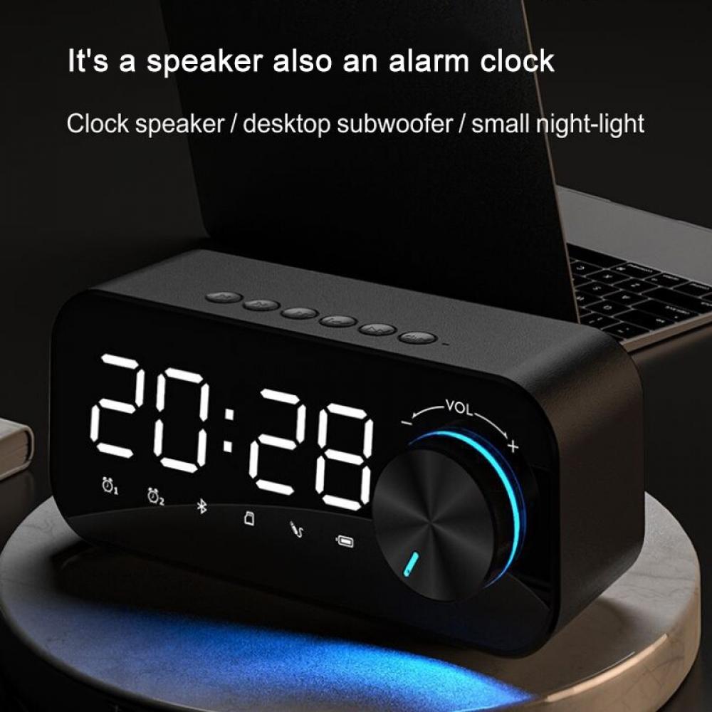 Wireless Bluetooth 5.0 LED Alarm Clock Speaker Support TF Card FM Radio ...