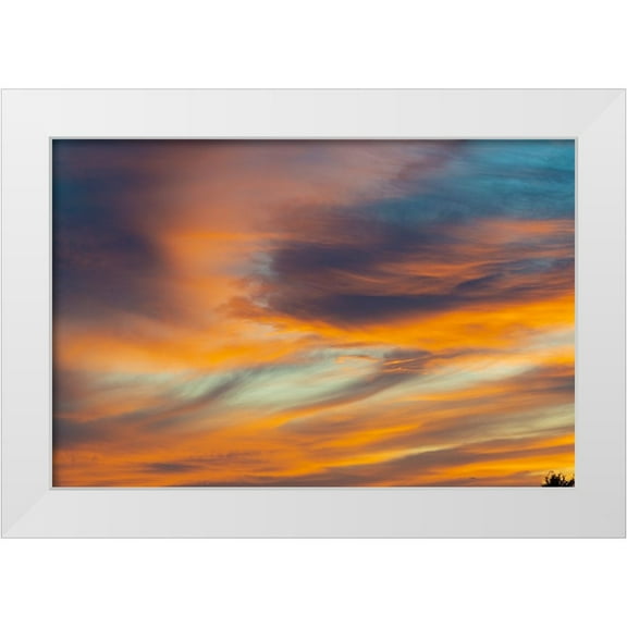 Garber, Howie 14x11 White Modern Wood Framed Museum Art Print Titled - USA-Idaho-Backlit Cirrus Clouds can make a magnificent sunset