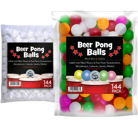 Beer Pong Plastic Balls Bulk - 144 Pack of Washable Ping Pong Balls for Beer Olympics Drinking Games Table Tenis Carnival Beer Pool Games Assorted Colors Ball 38 mm Party Decorations Indoor & (Best Beer Olympic Games)