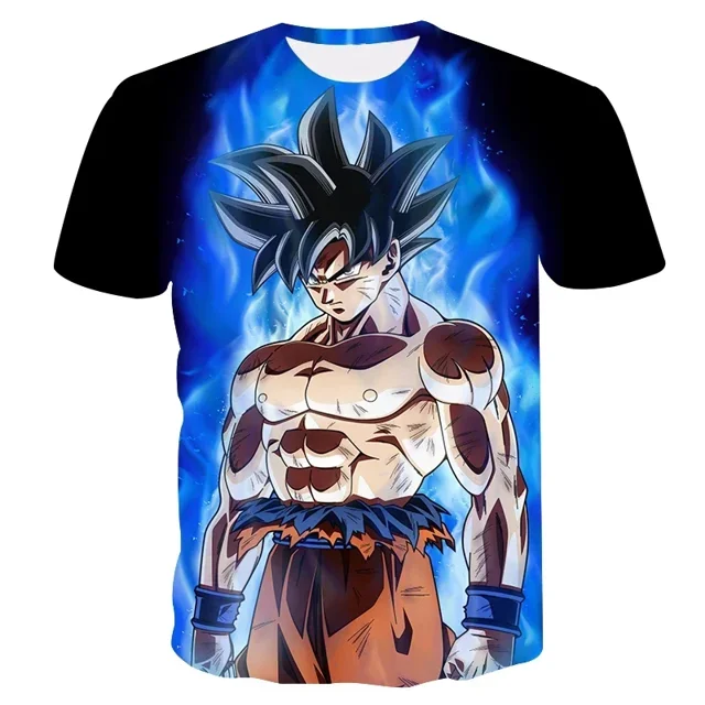 Camisetas de cosplay de Dragon Ball Goku, ropa para niños Super Saiyan, camiseta de manga corta, camiseta transpirable blanca, negra y naranja