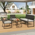 thumbnail image 2 of Asofer 4-PCS Outdoor Patio Furniture Set with Glass Table, 2 Wicker Rocking Chair for Backyard, Poolside, Porch, 2 of 11