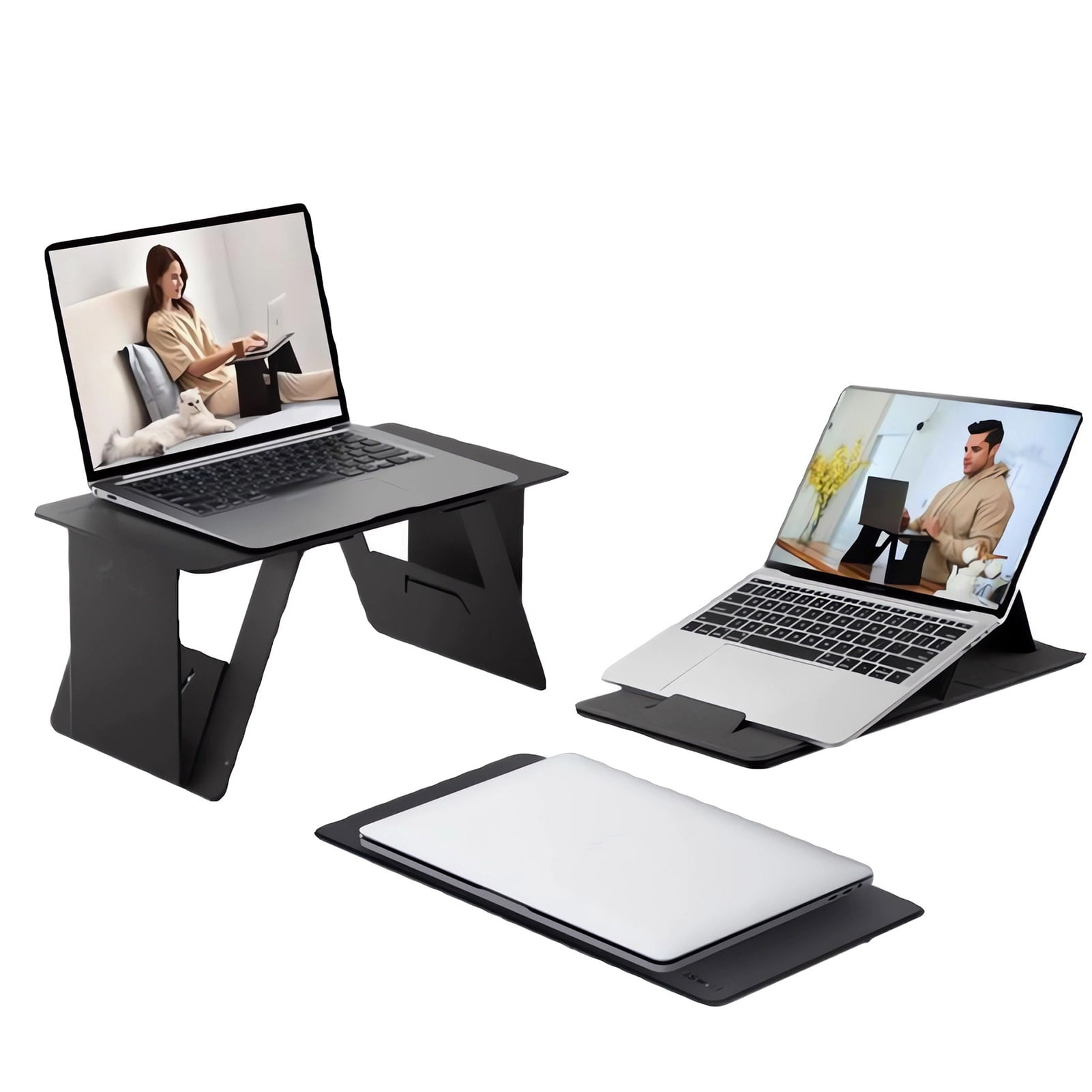 Laptop Stand Space-saving Foldable Computer Support Stand Adjustable Small Laptop Desk for Home Bedroom-Orange