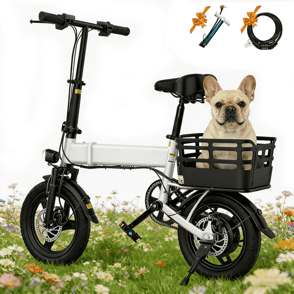 14" Foldable Electric Bike, 500W Peak Commuter Ebike for Adults, Mini Ebike with Basket, 432WH Battery, 18MPH & 20 Miles, UL2849