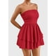 thumbnail image 3 of Vestido PRETTYGARDEN para mujer, verano 2025, sin tirantes, tubo, rojo, 3 of 7