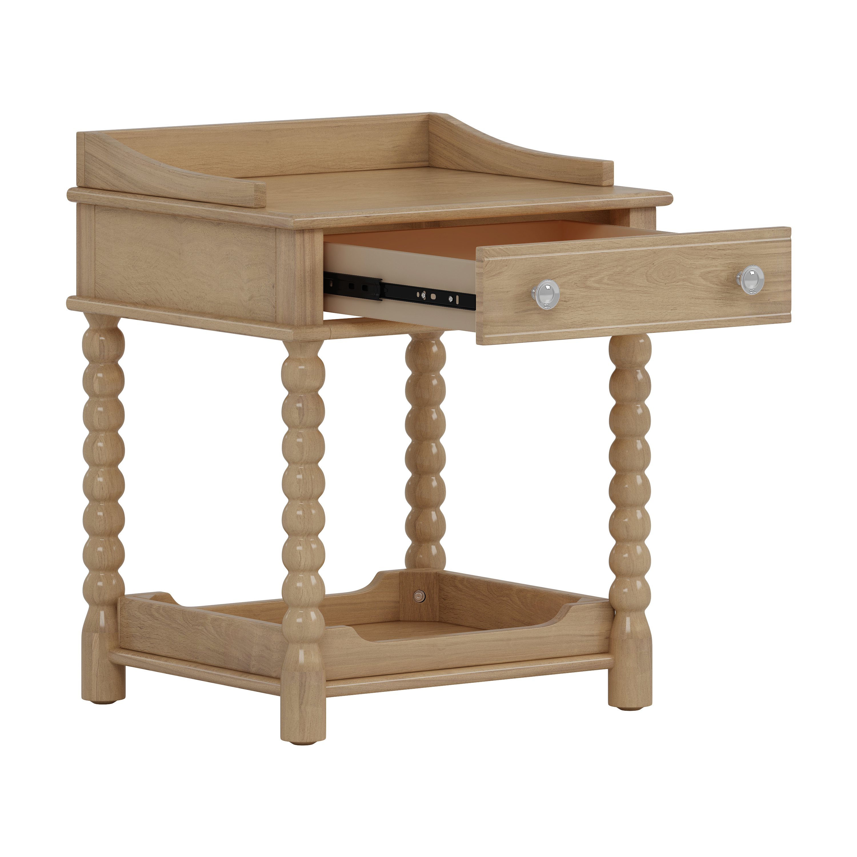 Euroco Retro Nightstand with Storage Drawer, 20 Inch Wider Bedside Table with Bottom Shelf,2-Tier Wood End Table for Bedroom, Living Room, Closet,Natural