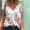 Blanc, variante sur Débardeurs d'Été Grande Taille pour Femmes Mode Femme Pivoine Imprimé Manches Courtes Col en V Haut Blouses T-Shirt Col en V Femmes en Liquidation