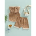 thumbnail image 5 of PaerPade 2PCS Kid Baby Boys Summer Clothes Set Sleeveless Hooded Striped Print Vest Tops + Summer Casual Drawstring Short Pants 0-24 Months 2T 3T, 5 of 9
