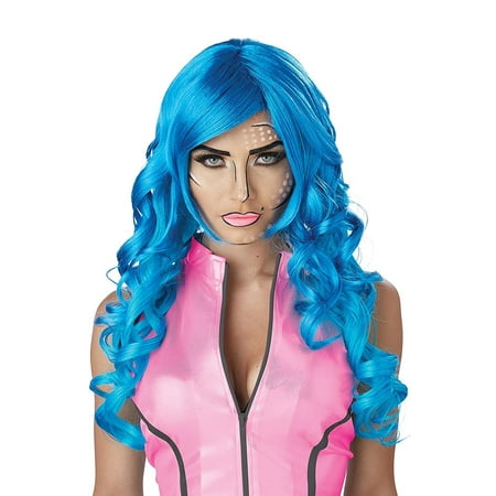 California Costumes Pop Art Comic Book Superhero Wig, Blue, One