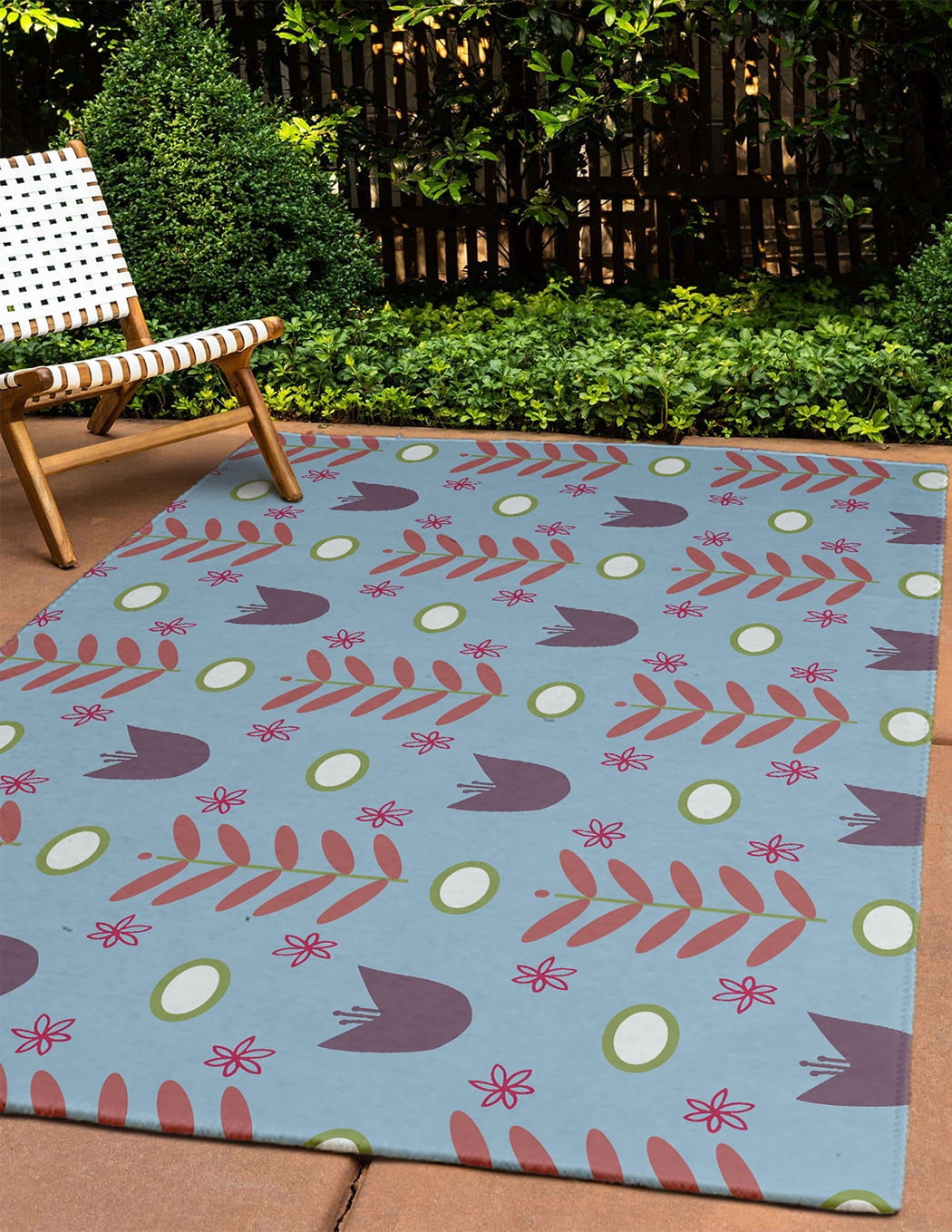 4' x 6' Simply Daisy Spring Garden Scandinavian Chenille Area Rug, Lighter than Air Blue
