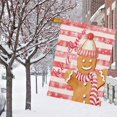thumbnail image 3 of Let It Snow Snowflake Gingerbread Man Christmas House Flag Pink Striped Winter Farmhouse Outdoor Flags 28 x 40 Inch Double Sided Outside Yard Garden Decoration, 3 of 6
