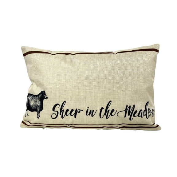 Sheep in the Meadow | Pillow Cover | 18 x 12 | Primitive Decor | Vintage Sheep Farmhouse | Farmhouse Decor | Throw Pillows | Cabin Decor