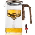 thumbnail image 1 of Tetera mágica Enchantipot, tetera mágica Enchantipot, tetera de vidrio con mango de madera y separación de agua, tetera mágica, tetera de vidrio con infusor, tetera de vidrio con colador, 1 of 7