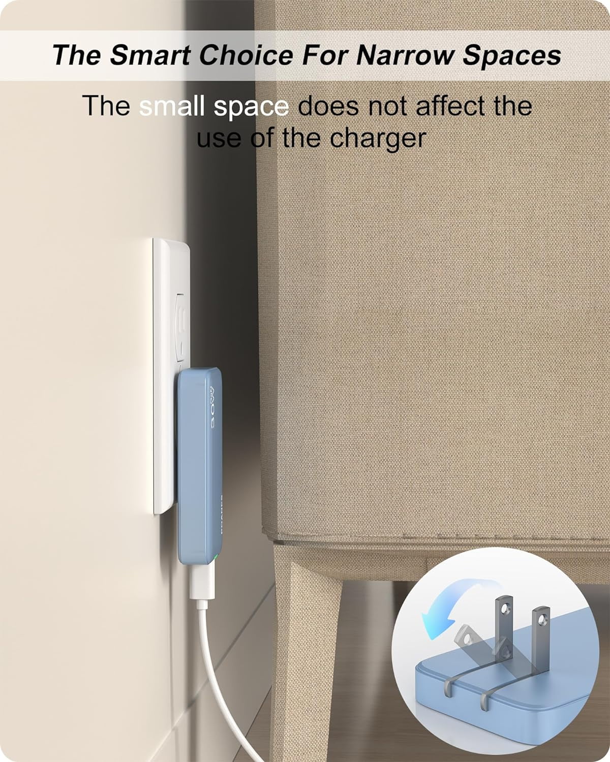 30W USB C Charger, Flat USB Wall Charger with USB C and USB A Ports, Super Thin USB Wall Plug for MacBook Pro/Air/iPad Pro, iPhone 15/14/13/12 and Galaxy S23,S22 etc (Blue-30W)
