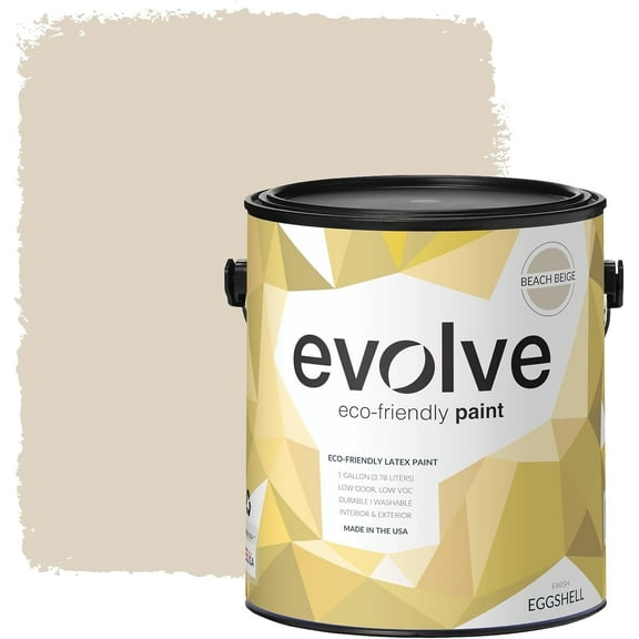 Evolve Latex Paint and Primer, Interior and Exterior Paint, Eggshell Finish, Beach Beige, 1 Gallon