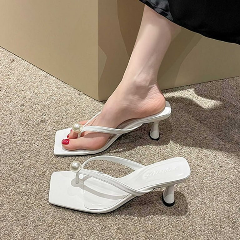 White high heel flip flops sale