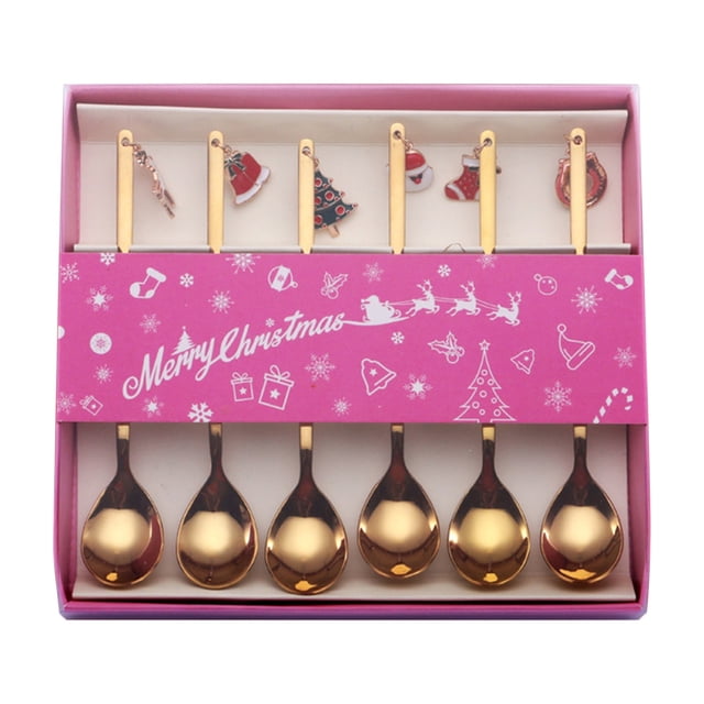 Vaidha Home Christmas Decorations Metal Coffee Fork Stirring Spoon Christmas Table Decorations New Year