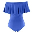 thumbnail image 5 of JJHGVB One Piece Swimsuit Women Swim Suit Women Off Shoulder Swimsuits Bathing Suits Vintage Ruffle Swimwear Teen Girls Womens Bathing Suits Tummy Control Tummy Control Swimsuits Blue L, 5 of 8