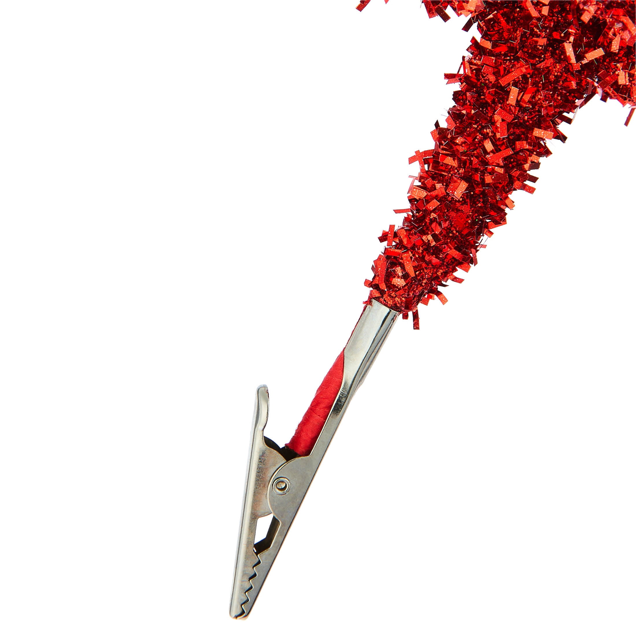 Red and White Tinsel Curly Christmas Clip Ornament, 9", by Holiday Time
