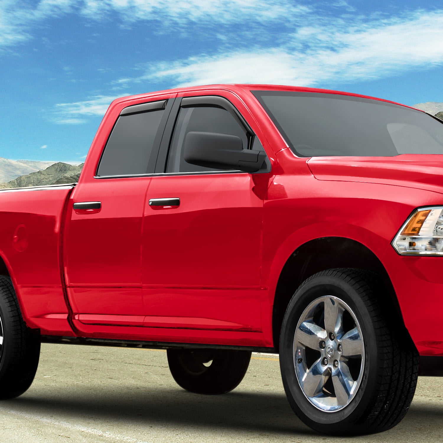 Voron Glass in-Channel Extra Durable Rain Guards for Trucks Dodge Ram 1500 2009-2018 Quad Cab, Window Deflectors, Vent Window Visors, 4Pieces - 230099