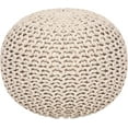 thumbnail image 4 of · REDEARTH · Round Pouf Ottoman - Cable Knitted Boho Poof - Home Décor Cord Pouffe Handmade Circular Footrest for Living Room - Bedroom - Kids Bedroom - 100% Cotton Pouf (19.5"x19.5"x14") - Ivory, 4 of 11