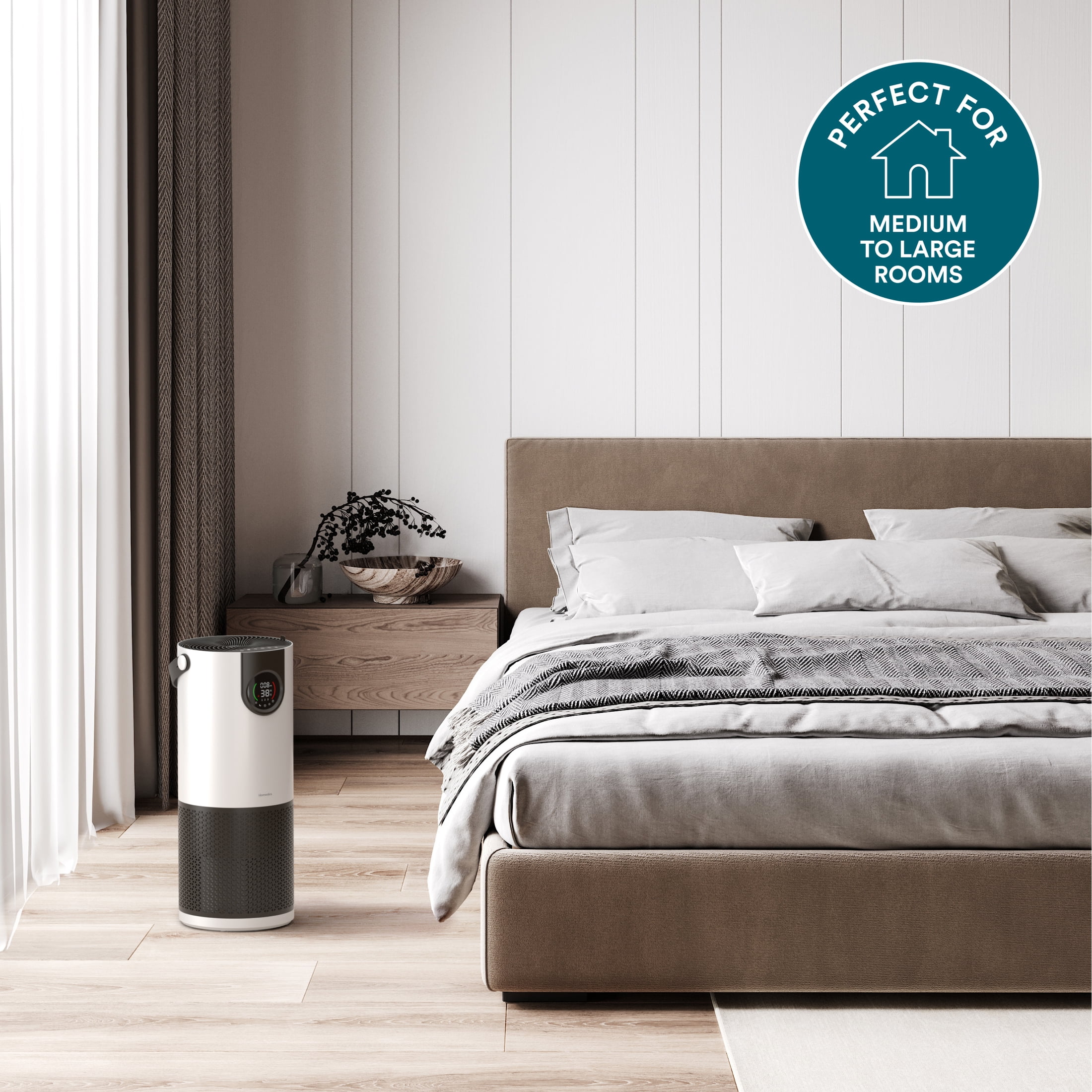 Homedics® 2-in-1 Air Purifier & Humidifier, with Digital Particle Sensor, Color-Coded Indoor Air quality