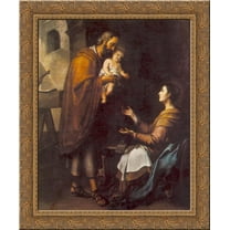 The Holy Family 24x20 Gold Ornate Wood Framed Canvas Art by Murillo, Bartolome