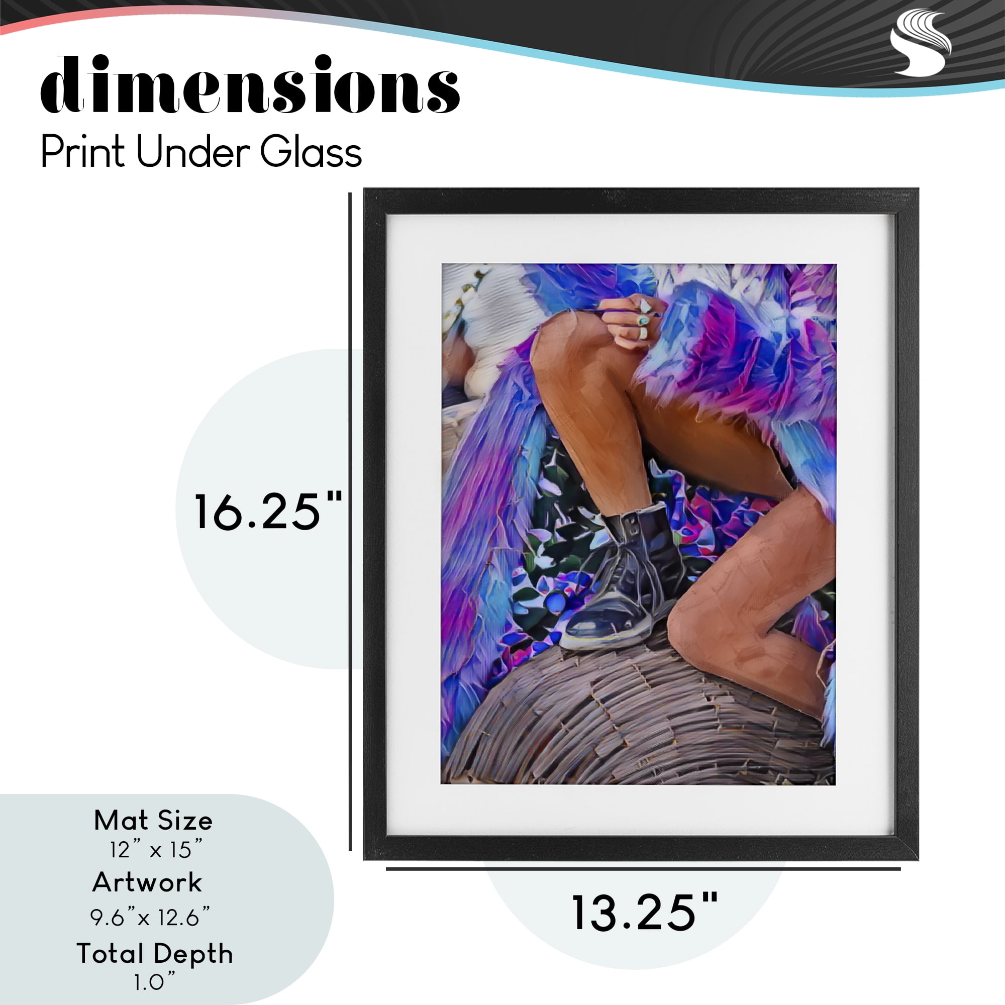 Purple Fur & Boots Black Framed Print Under Glass, design by Jesse Keith