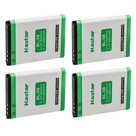Kastar BL-5B Battery 4-Pack Replacement for Nokia 2610, 3220 , 3230, 5070, 5140, 5140i, 5200, 5208, 5300, 5300 XpressMusic, 5320 XpressMusic, 5500, 5500 Sport, 6020, 6021, 6060, 6070, 6080