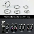 thumbnail image 2 of Titanium Earrings for Sensitive Ears, Flat Back Stud Earrings Hoop Earrings Set for Women, Hypoallergenic Surgical Stainless Steel Cubic Zirconia Earrings Stud Earrings Set 7 Pairs, 2 of 8