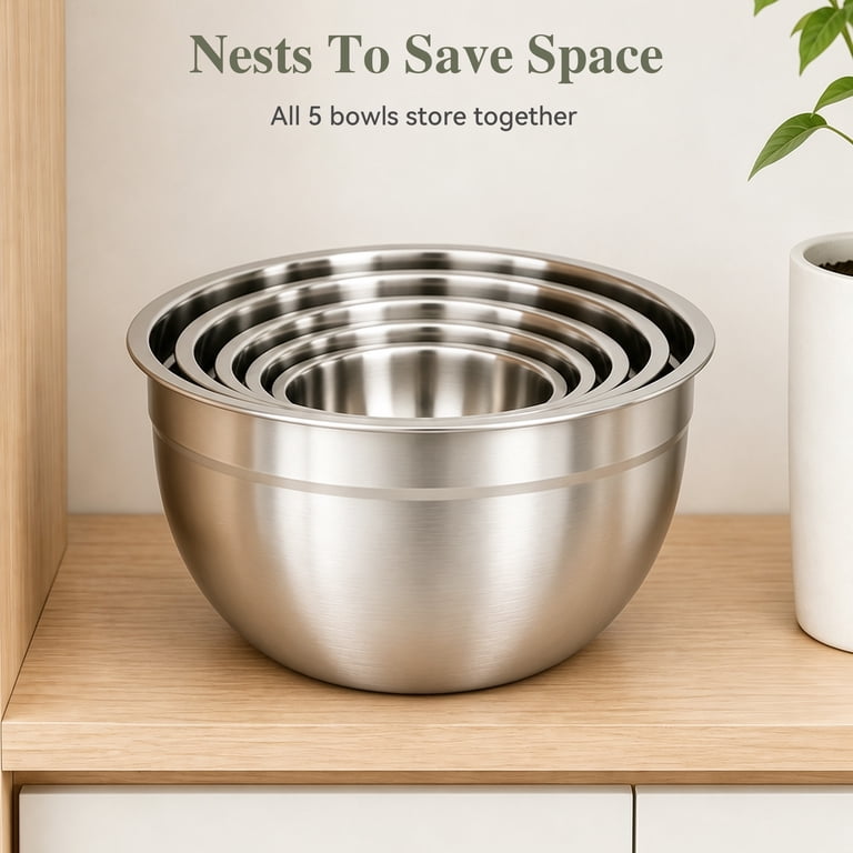 TINANA 5-Piece Stainless Steel Nesting Mixing Bowl Set photo 5
