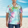 thumbnail image 4 of Goofa Dragonfly Floral Hawaiian Shirt for Men, Unisex Summer Beach Casual Short Sleeve Button Down Shirts,Aloha Tropical Floral print shirt-Small, 4 of 9