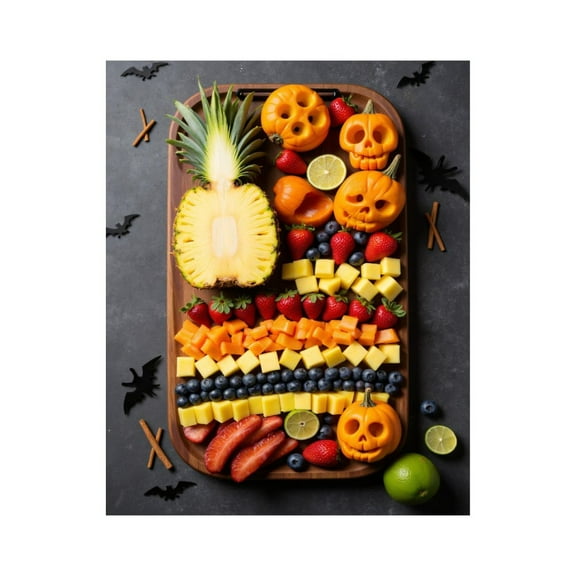 Paint By Numbers Kit for Adults Beginner - DIY Halloween Fruit Platter with Pumpkins Canvas Painting Kits for Adults, Frameless Paint By Number for Adults for Home Wall Decor 16x20 Inch