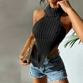 thumbnail image 4 of Birdeem Femmes Décontracté Uni Sans Manches à Col Licou Débardeur Chandail Blouse Gilet Hauts, 4 of 7