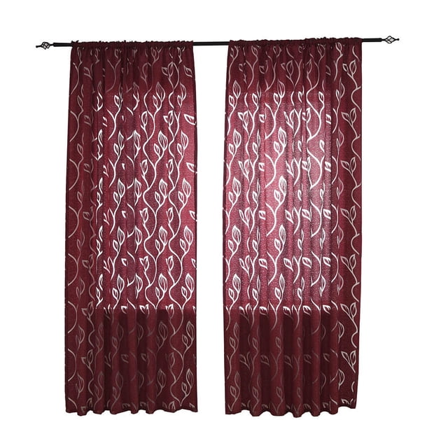 XWSHYW Cortinas Hojas Cortina Transparente Ventana Voile Drape Cenefa 1 Panel Tela