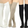 thumbnail image 5 of Teehee Women's Fashion Cotton Over The Knee Socks - 3 Pairs Pack (Knit Cable), 5 of 6