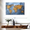 thumbnail image 3 of Elephant Stock Azure World Map Wall Art - Horizontal Canvas Wall Art - Living Room Wall Decor - Map Canvas - Blue And Gold Decor - 39" x 26", 3 of 8