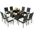 thumbnail image 2 of Gymax 10PCS Rattan Dining Set Cushioned Chair Table w/ Glass Top Furniture Patio, 2 of 6