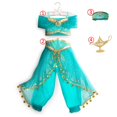 thumbnail image 1 of Disney Jasmine-Vestido de princesa aladdín, lámpara mágica, disfraz de fiesta de cumpleaños para niñas, Top + pantalón + diadema, ropa de carnaval, 1 of 4